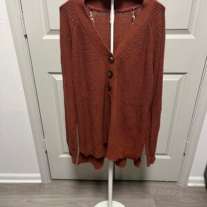 Women's Rust Sweater with Button Detail